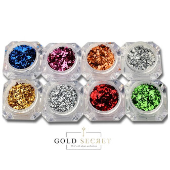Gold Secret Chrome Flakes zilver holo